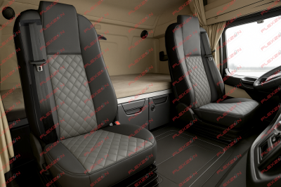 Set huse 1+1 din piele ecologica pentru MERCEDES ACTROS MP4 2015-2021 - Gri/Negru