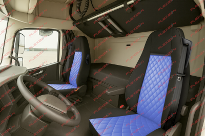 Set huse 1+1 din piele ecologica pentru VOLVO FH 2016-2020 - Albastru/Negru