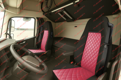 Set huse 1+1 din piele ecologica pentru VOLVO FH 2016-2020 - Roșu/Negru