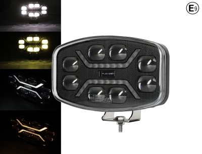 Far LED cu functie DRL, lumina alba/galbena 12-24V, pentru jeep, camion, utilaje agricole si altele