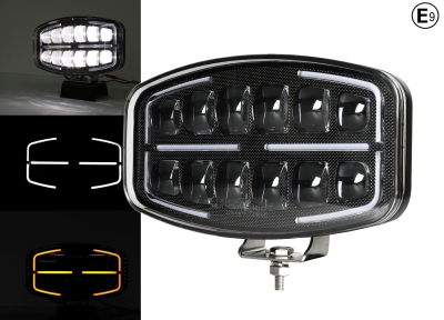 LED Far cu functie DRL, lumina alba/galbena – 12-24V, pentru jeep, camion, utilaje agricole si altele