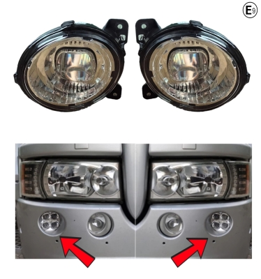Set proiectoare LED halogen pentru faza lunga suplimentara stanga + dreapta pentru Scania seria P G R T, numere OEM 1446355, 2080688, 1446353, 1931614, 2127432, 2131055, 1446354