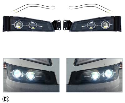 Set proiectoare LED halogen stanga + dreapta, ceata cu dubla lupa pentru VOLVO FH4 / FM4 (2013–2019)