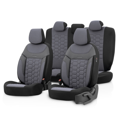 Set tapiterie luxoasa OTOM textil cu piele ecologica CARBON Design – Gri cu cusatura gri, pentru scaune fata si spate