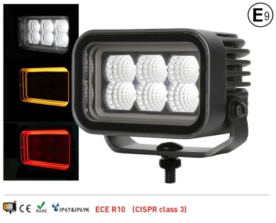 LED Halogen Proiectoare 42W - Alb, Lumina difuza cu lumina DRL galbena si rosie 12-24V