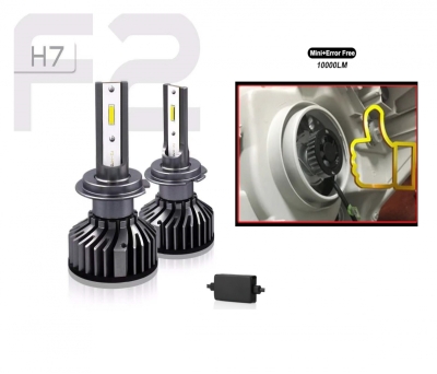 Kit Becuri Auto H7 LED CANBUS F2 10000lm 12V 24V 72W