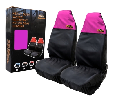 Set 2 buc. Protectii universale impermeabile din nailon pentru scaune auto – Negru-Roz