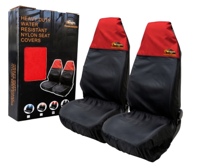 Set 2 buc. Protectii universale impermeabile din nailon pentru scaune auto – Negru-Rosu