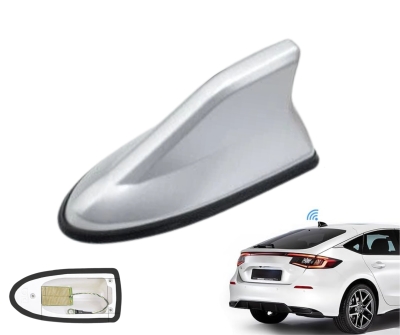 Antena auto activa tip shark fin cu amplificator integrat – universala, imbunatateste semnalul, Gri deschis