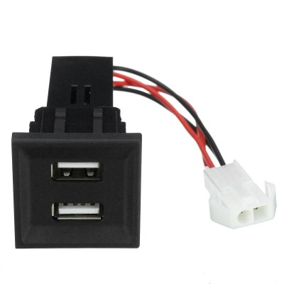 Incarcator USB dublu cu iluminare LED albastra pentru montaj dedicat Volkswagen Transporter / Caravelle T5 (2003 – 2009)