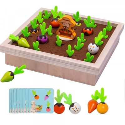 Joc de Memorie Educativ pentru Copii - Gradina cu Legume din Lemn, 24 de Piese, Multicolor