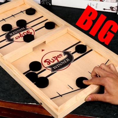 Joc Fooseball Interactiv, Tip Hockey pe Gheata, din Lemn, 10 Piese de Joc, +4 Ani, 54 x 29 cm