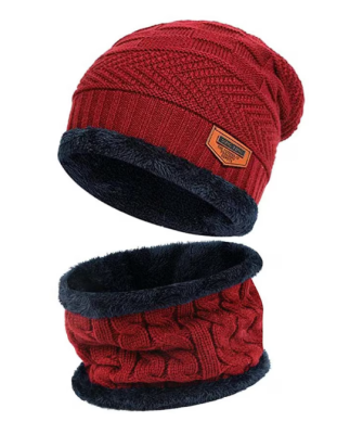 Set caciula si fular pentru iarna – marime universala, culoare rosu