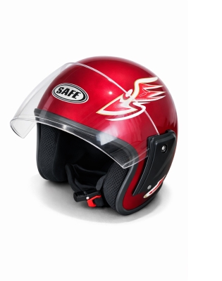 Casca cu viziera pentru motor, scuter, ATV - marime M/L, rosu metalizat