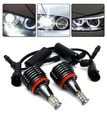 Set becuri LED H8 40W Angel Eyes pentru BMW – CANBUS, lumina alba rece, Plug & Play OEM 63217760782