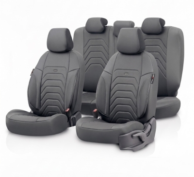 Set tapiterie luxoasa OTOM textil cu piele ecologica CORE Design – Gri cu cusatura gri, pentru scaune fata si spate