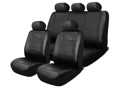 Set Complet Huse Auto Universale Premium – 9 Piese, Piele Ecologica Neagra