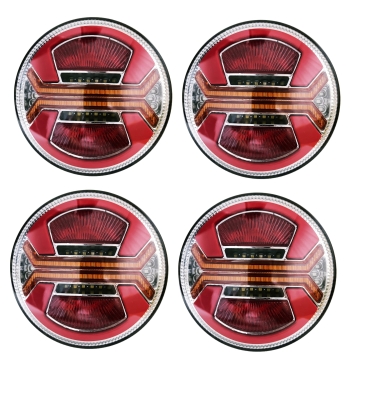 Set 4 bucati Stopuri LED rotunde cu 5 functii pentru remorca / camion – Pozitie Neon, Stop, Semnalizare, Marsarier si Ceata, 12V-24V