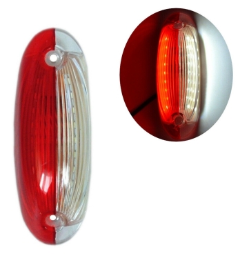 Lampa laterala gabarit 24V Rosu Alb pentru camion, remorca, semiremorca, rulota, 127x45 mm, ABS, rezistenta la apa