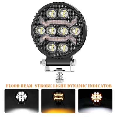 8 LED Halogen cu Lumina Alba si DRL Portocalie, 9-30V, IP68, 7 Moduri de Functionare, Mod Stroboscopic si Semnal Dinamic