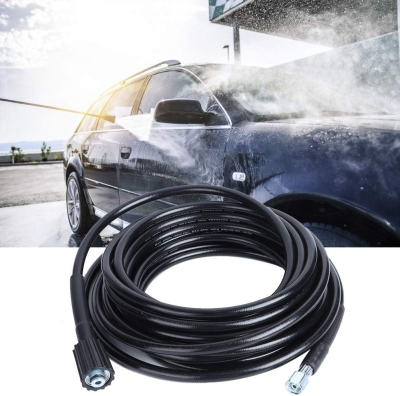 Furtun de inalta presiune pentru aparat de spalat, 10 m, conexiune M22-14 mm, 40 MPa (5800 PSI), 60°C, flexibil si rezistent la uzura, Negru