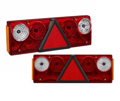 Set 2 Stopuri spate stanga + dreapta pentru remorca si semiremorca, frana, semnalizare, marsarier, ceata, reflector, socluri PY21W/P21W/R10W, 420x140x80 mm