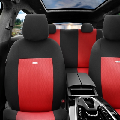 Set Huse Scaune Auto SelectedFit Flex Design by Otom textil – Negru si rosu, pentru scaune fata si spate