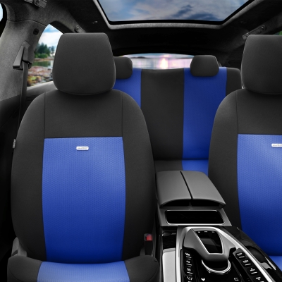Set Huse Scaune Auto SelectedFit Flex Design by Otom textil – Negru si albastru, pentru scaune fata si spate