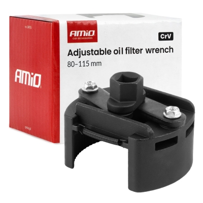 Cheie reglabila pentru filtru de ulei AMiO, 80-115 mm, otel CrV, pentru montare si demontare
