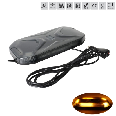 Rampa Girofar LED Stroboscopic, Lumina Portocalie, Lentila Fumurie, 68 LED, 30W, 20 Moduri, E-Mark E9/E57, ECE R65, IP67, 12-24V, Montaj Magnetic