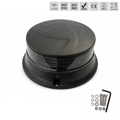 Girofar LED Stroboscopic Portocaliu Fumuriu, 36 LED, 19W, 12-24V, 7 Moduri de Avertizare, ECE R65/R10, E9, IP67, Diametru 108 mm