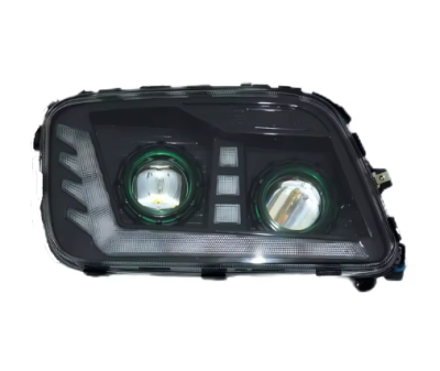 Far LED Dreapta cu 2 Lupe pentru Mercedes-Benz Actros MP3 / MegaSpace 2008-2011, 24V, DRL Alb-Portocaliu, Startup Effect, OEM 9438201761, A9438201761