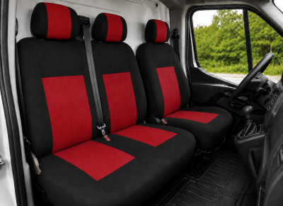 Set 2+1 Huse Scaune Auto Fata Universale Flexzon, Rosu, Textil, Bus