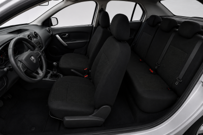 Set Complet Huse Scaune Auto Pentru Dacia Logan I 2004-2012, Dacia Logan II 2012+, Textil, Negru, 9 Piese