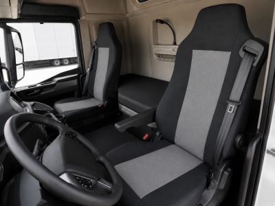 Set Huse Scaune Camion Pentru MAN GA, TGL, TGX, TGS, Textil, Gri-Negru, 2 Piese