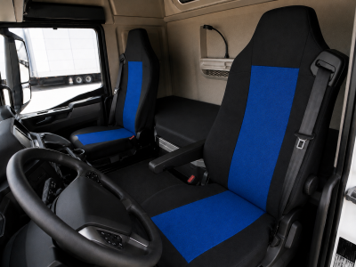 Set Huse Scaune Camion Pentru MAN GA, TGL, TGX, TGS, Textil, Albastru-Negru, 2 Piese