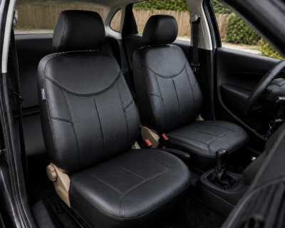 Huse scaun auto universale din piele eco fata Flexzon, negru, 1+1