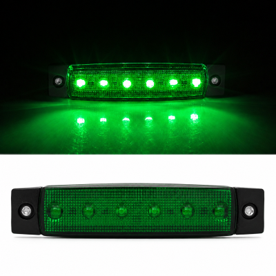 Lampa Laterala gabarit LED cu 6 LED-uri SMD – Verde, 12-24V - 93mm