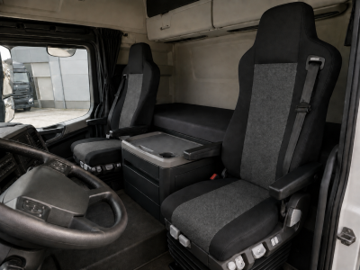 Set Huse Scaune Camion Pentru Mercedes Axor, Atego, Actros, Textil, Negru-Gri, 2 Piese