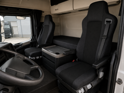 Set Huse Scaune Camion Premium Pentru Mercedes Axor, Atego, Actros, Textil, Negru, 2 Piese