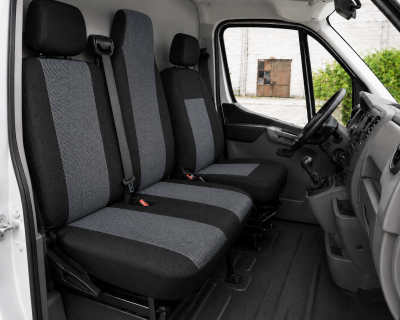 Set 2+1 Huse Scaune Renault Master 2009-2016, Sofer + Bancheta Dubla Pasager, Gri-Negru