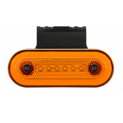 Lampa Laterala Gabarit LED Ovala 12-24V, Portocalie, 24 LED, Efect Neon, cu Suport din Cauciuc, 115 x 44 mm