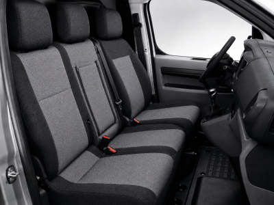 2+1 Huse Scaune Auto Fata pentru Peugeot Expert 2016+, Textil, Negru-Gri, 7 Piese