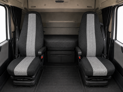 Set Huse Scaune Camion pentru Volvo FH4 2014+, Textil, Negru-Gri, 4 Piese
