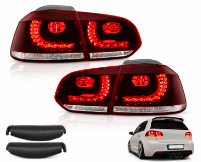 Set stopuri GTI FULL LED pentru Volkswagen Golf 6 VI MK6 Hatchback 2008-2013, GTI R20, semnalizare dinamica, Rosu