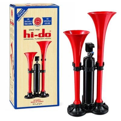 Claxon Pneumatic Dublu 24V Super Apollo Echo pentru Camion, TIR si Autobuz, 125 dB, 3-10 Bar