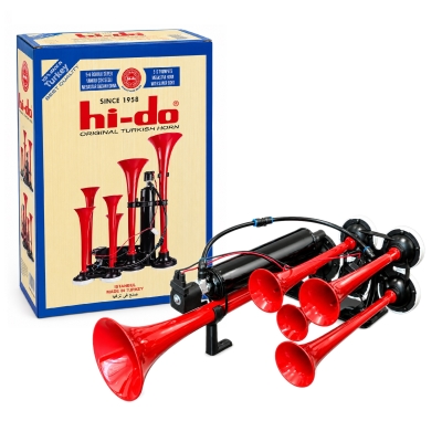 Claxon Pneumatic cu 5 Trompete 24V Super Resonant Air Dadan pentru Camion, TIR si Autobuz, 125 dB, 3-10 Bar
