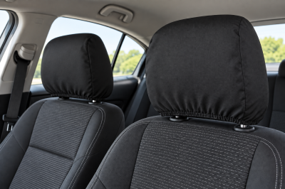 Set 2 Huse Tetiere Auto Universale, Material Elastic, Negru