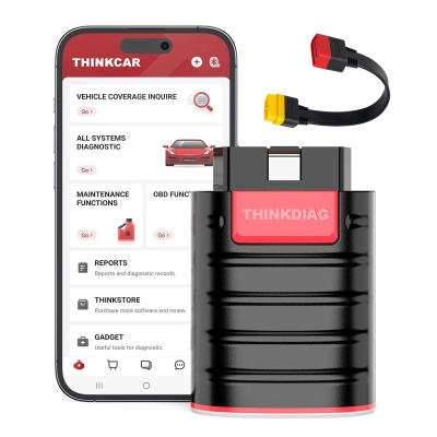 Tester Diagnoza Auto Profesional ThinkDiag ThinkCar, Bluetooth OBD2, 15 Functii Service, Codare ECU, Licenta Gratuita 1 An + OBD Cablu 36 cm