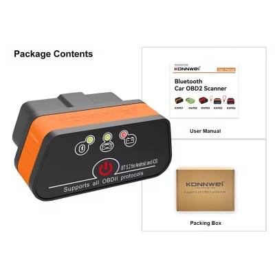 Interfata Diagnoza Auto KONNWEI OBD2 Bluetooth 5.2, Android/iOS, Aplicatie MAXOBD Gratuita, Fara Abonament